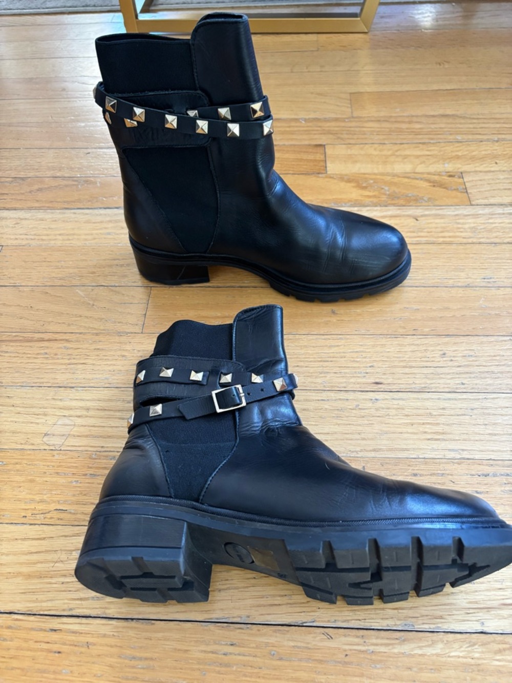 Prima Donna Black Leather Studded Ankle Boots